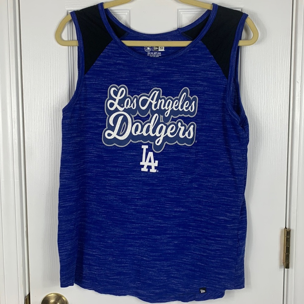 New Era genuine merch LA Dodgers tank top large. Heather blue/black 100% cotton